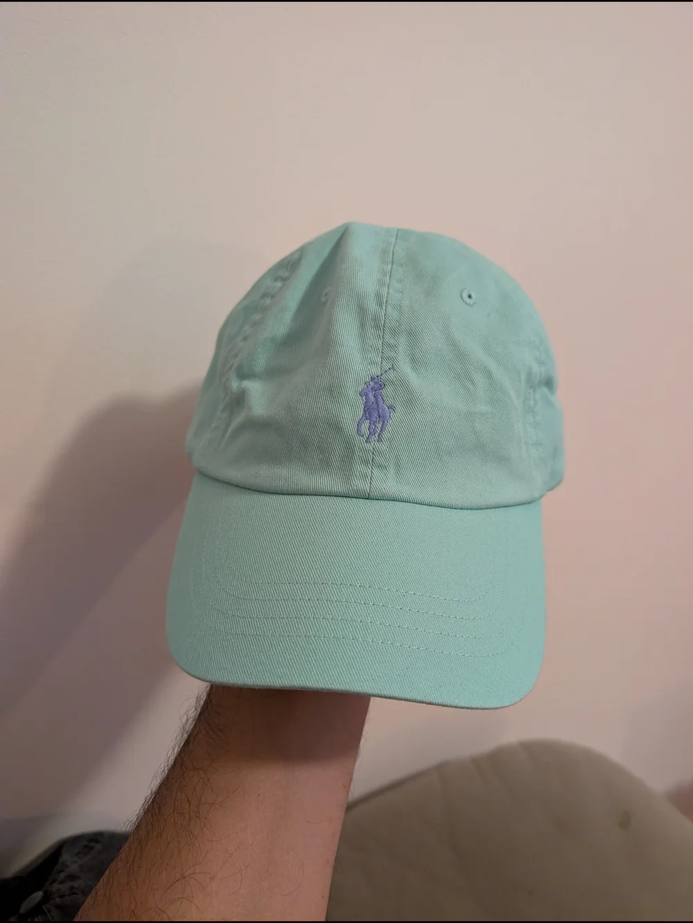 Polo by Ralph Lauren Mint Green Cap with Lavender Embroidery